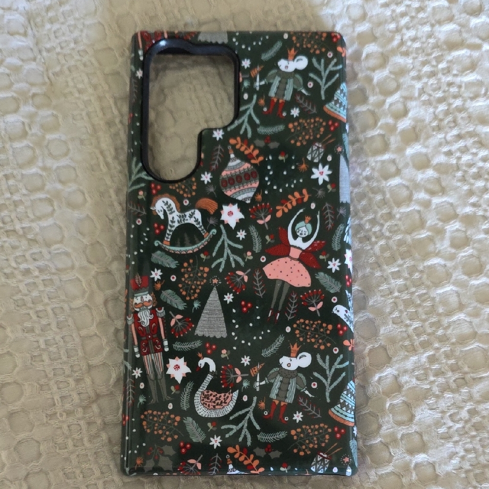 Festive Green Phone Case with Holiday Design